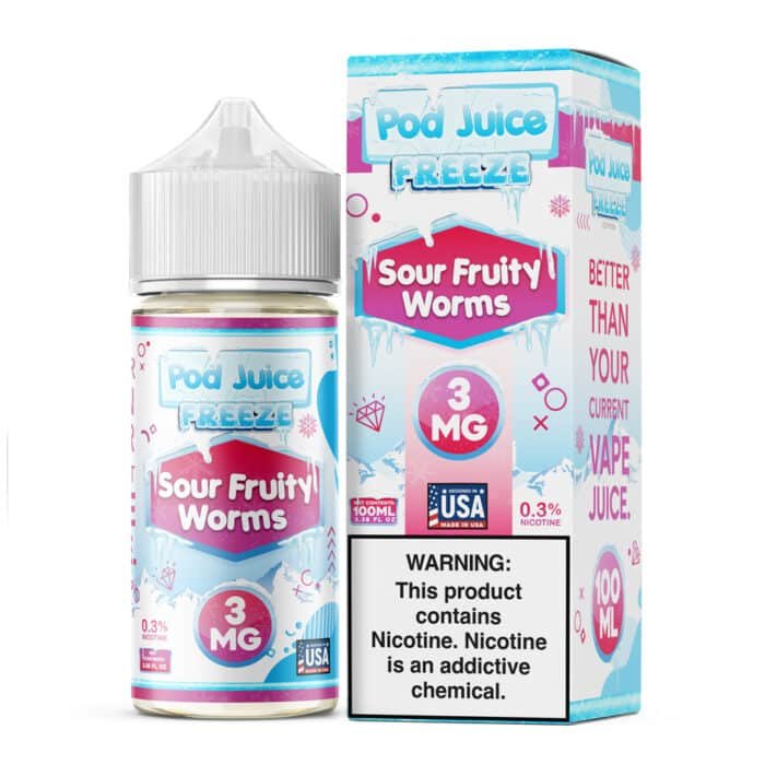 Sour Fruity Worms Freeze by Pod Juice - 100mL - Image 1